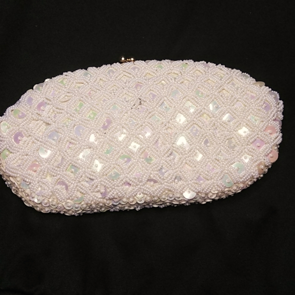 Vintage handmade beaded clutch